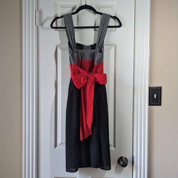 Y Apparel USA Small black white red gingham sundress with bow tie sash - Picture 3 of 7